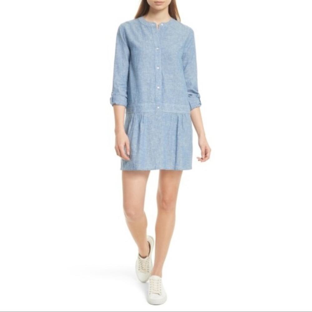 Soft Joie | Amiri Cotton-Linen Roll-Sleeve Dress Size S